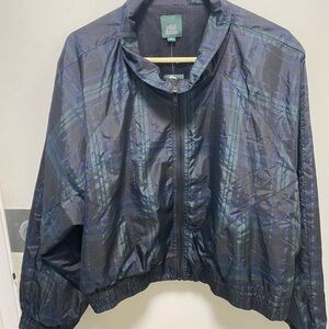 Wild Fable, plus size 3X women’s plaid zip-up cropped windbreaker jacket, NWT